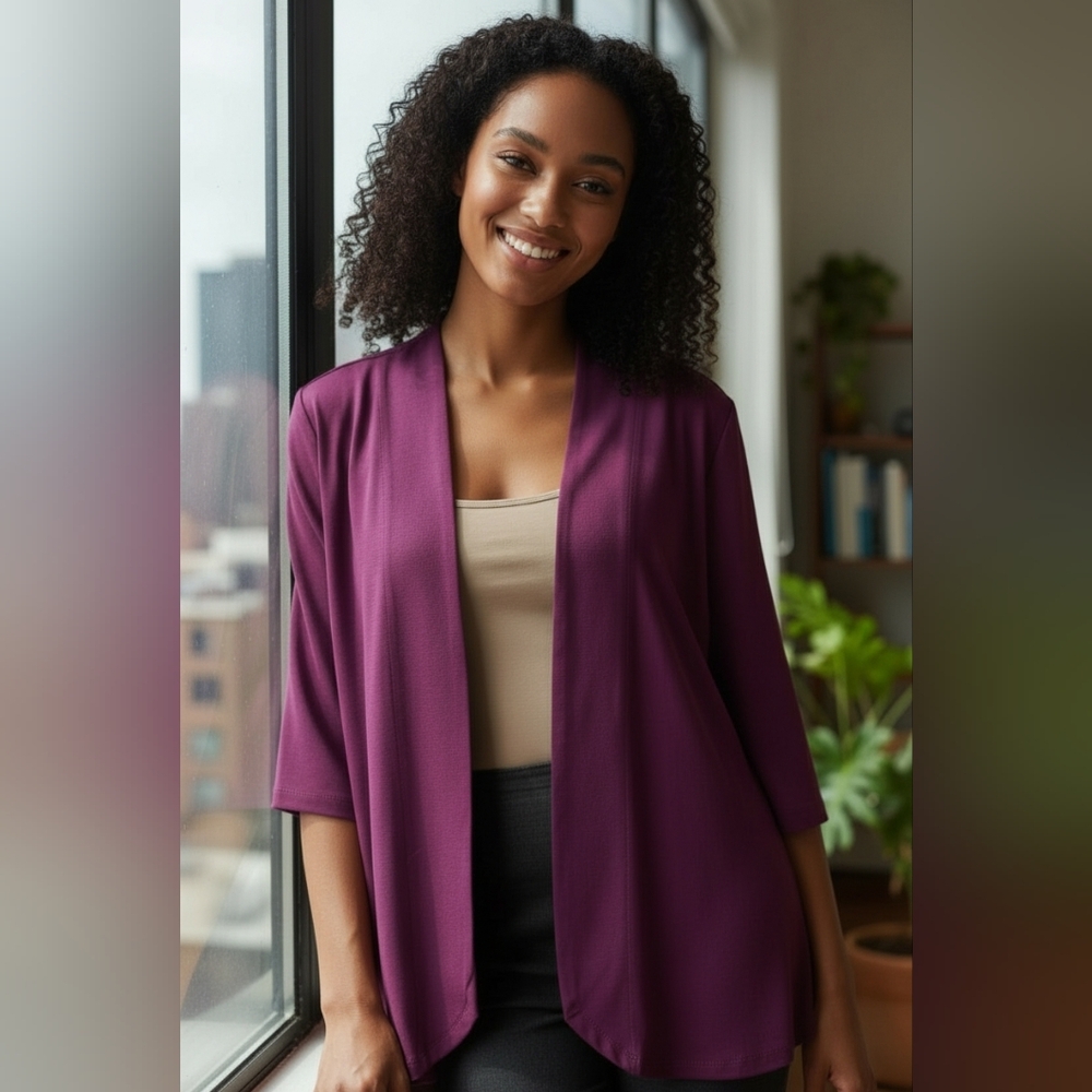 🎉SALE! BOB MACKIE Wearable Art Open Front Cardigan